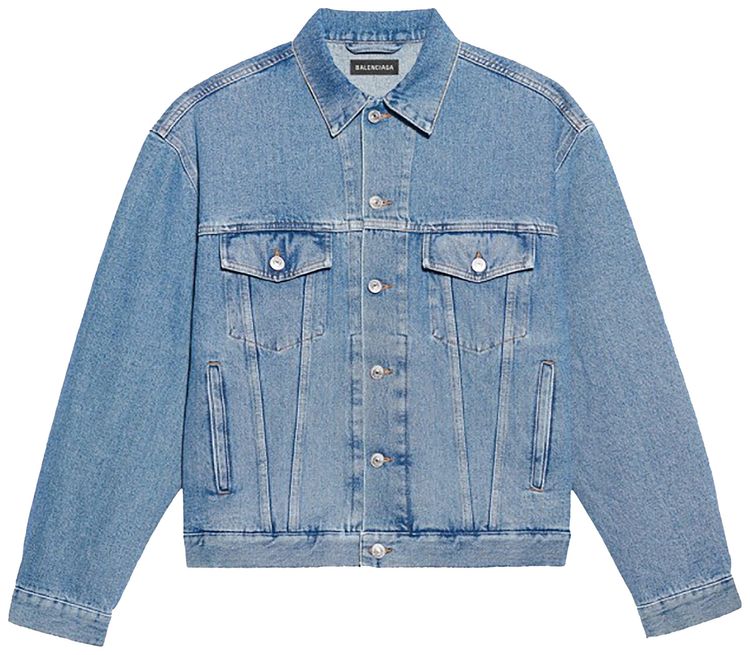 Balenciaga Languages Denim Jacket Stone Wash Indigo