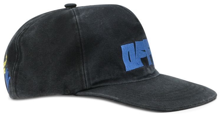 Off White Logo Embroidered Cap BlackLightBlue