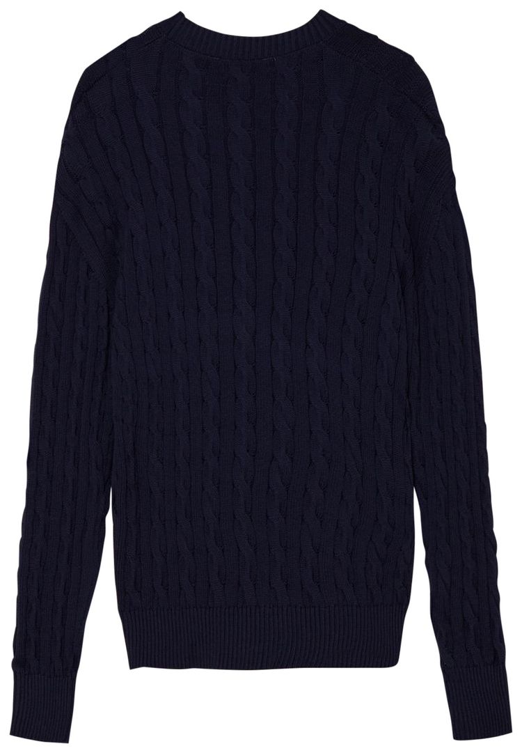 Palm Angels Pirate Bear Cableknit Jumper Navy BlueWhite