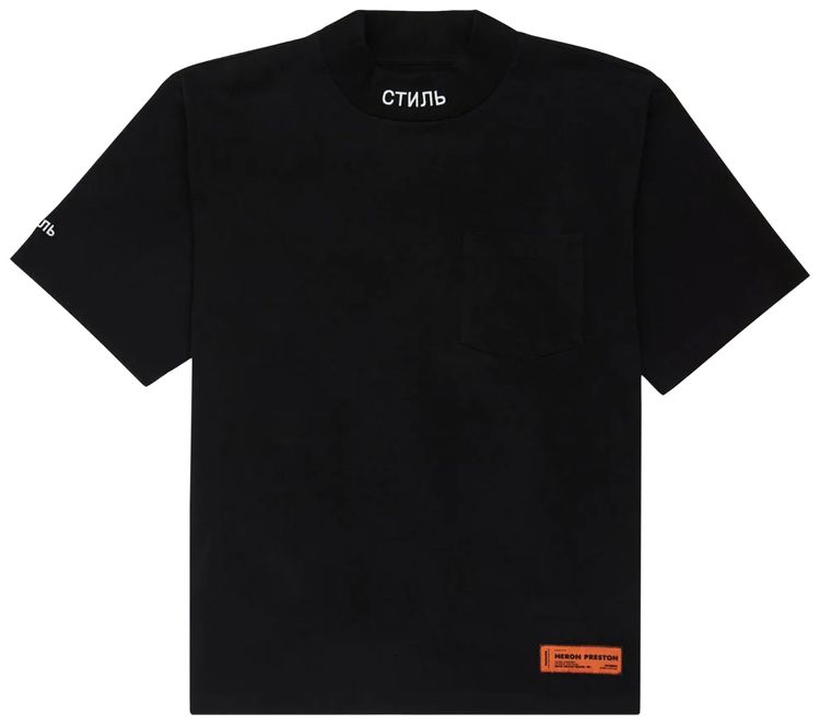 Heron Preston Mock Neck Pocket T Shirt BlackWhite