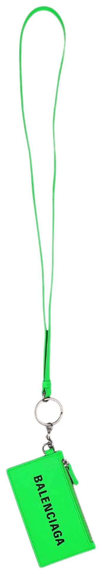 Balenciaga Cash Case Key Chain Fluo GreenL Black