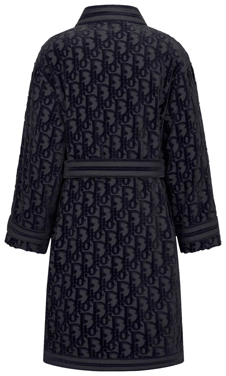 Dior All Over Oblique Terry Jacquard Bathrobe Navy