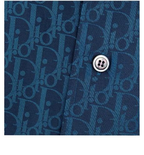 Buy Dior Oblique Jacquard Short-Sleeve Shirt 'Navy' - 113C519A5050
