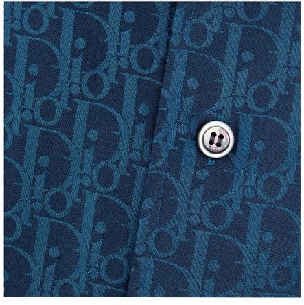 Dior Oblique Jacquard Short Sleeve Shirt Navy