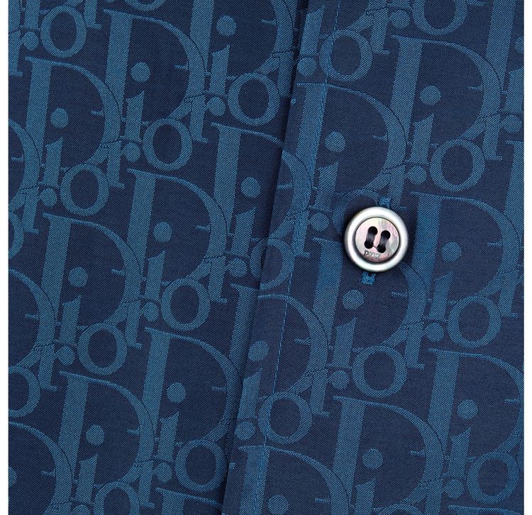 Dior Oblique Jacquard Short Sleeve Shirt Navy