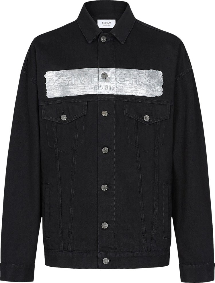 Givenchy Oversized Denim Jacket With Latex Band 'Black/Silver'