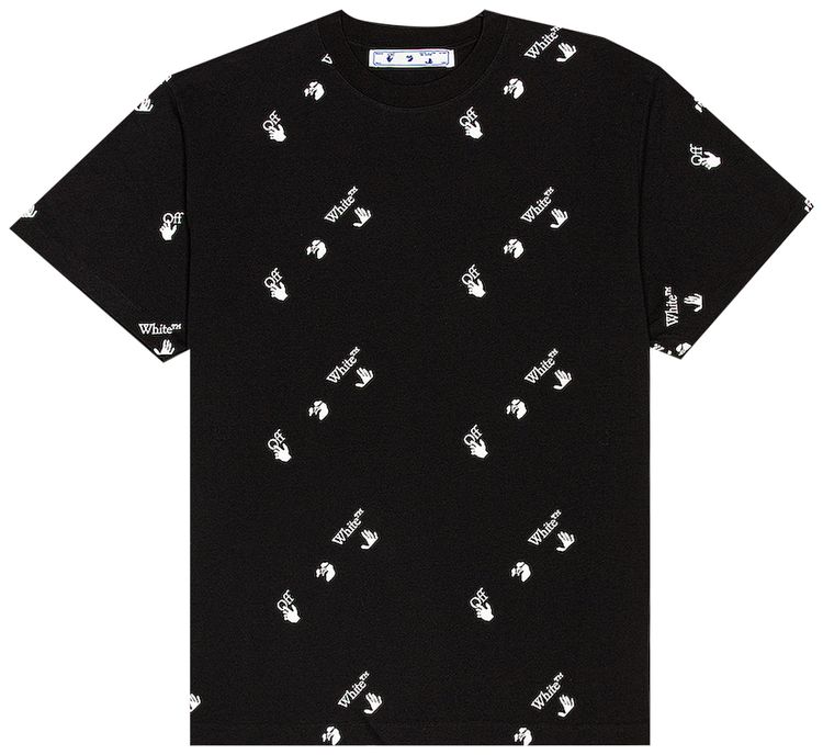 Off White All Over Logo T Shirt BlackWhite