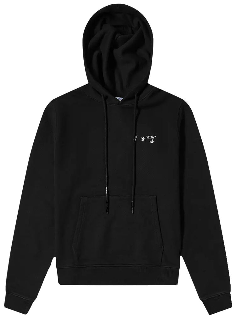 Off White Logo Slim Hoodie Black