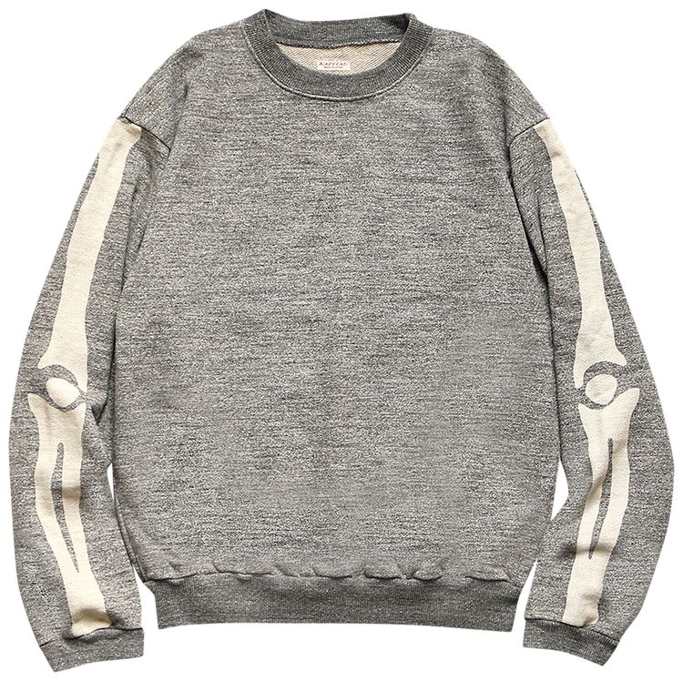 Kapital Bone Grandrelle Fleece Knit Big Crew Sweatshirt Charcoal
