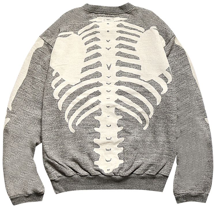 Kapital Bone Grandrelle Fleece Knit Big Crew Sweatshirt Charcoal