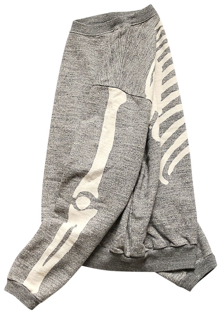 Kapital Bone Grandrelle Fleece Knit Big Crew Sweatshirt Charcoal