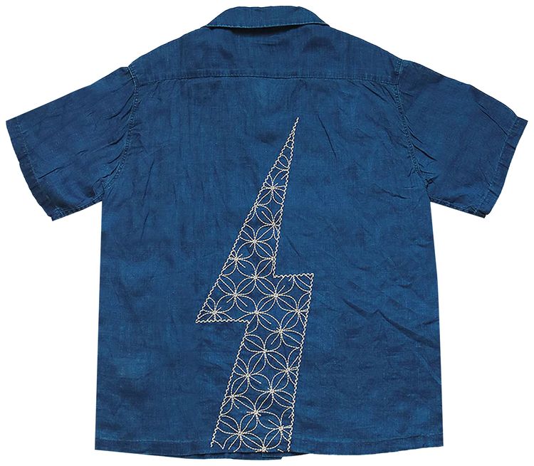Kapital Thunder Sashiko French Cloth Linen Aloha Shirt Indigo