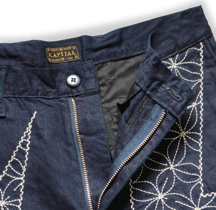 Kapital Thunder Sashiko 8oz IDG x IDG Denim Shorts Indigo