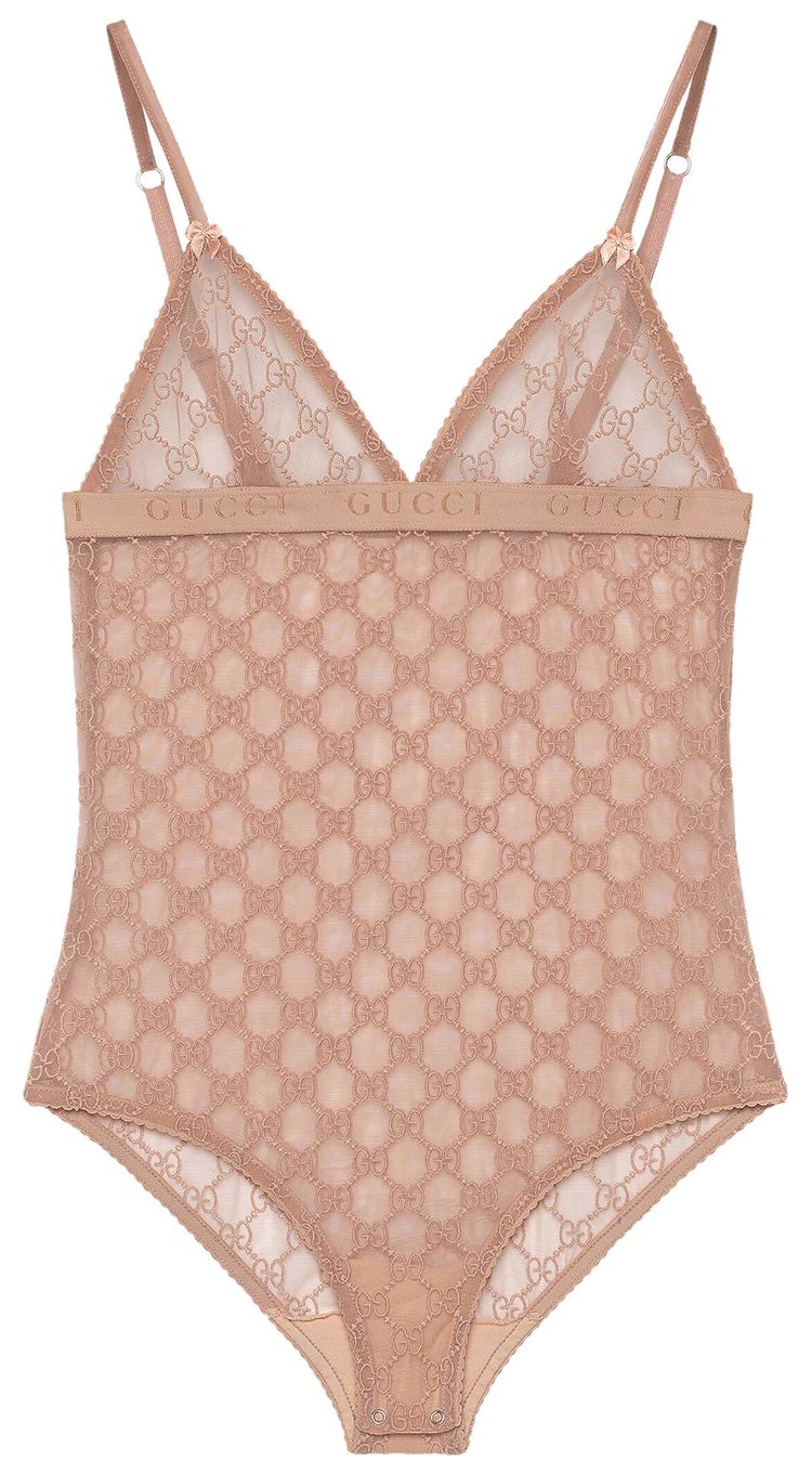 Gucci GG Tulle Bodysuit Pale Pink