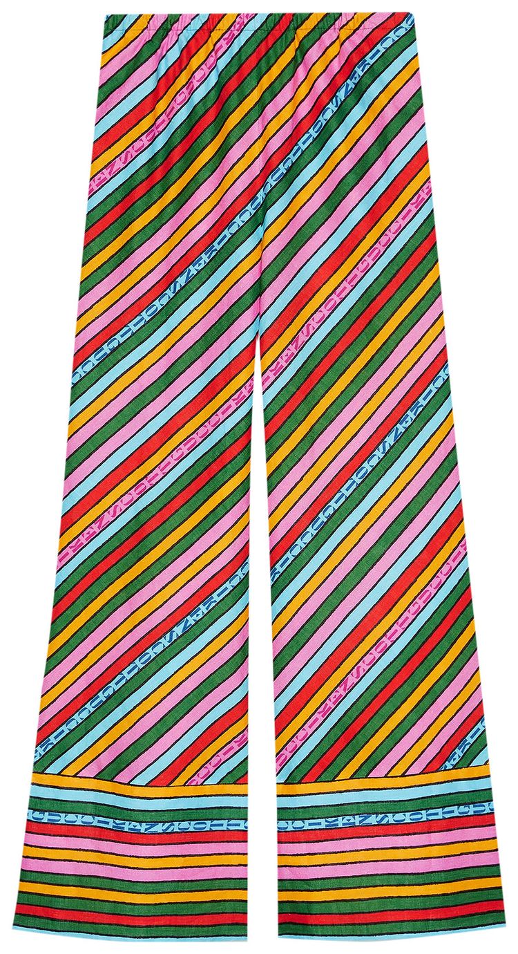 Gucci x Ken Scott Print Wide Leg Linen Pant Multicolor