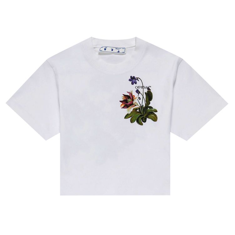 Off White Botanical Arrows Crop Tee WhiteGreen