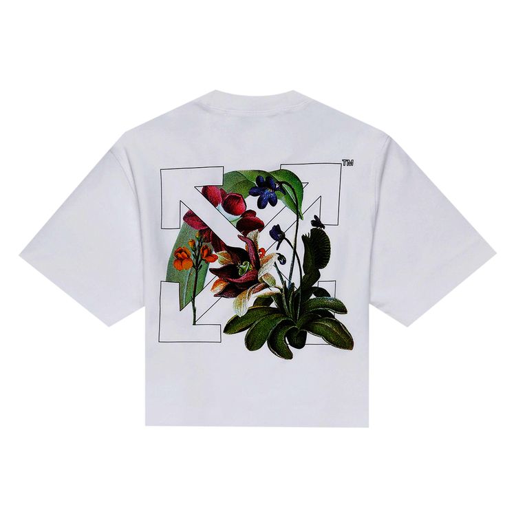 Off White Botanical Arrows Crop Tee WhiteGreen