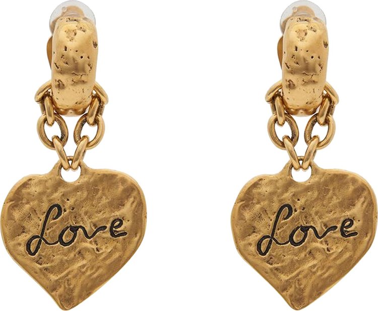 Saint Laurent Heart Clip On Earrings 'Gold'