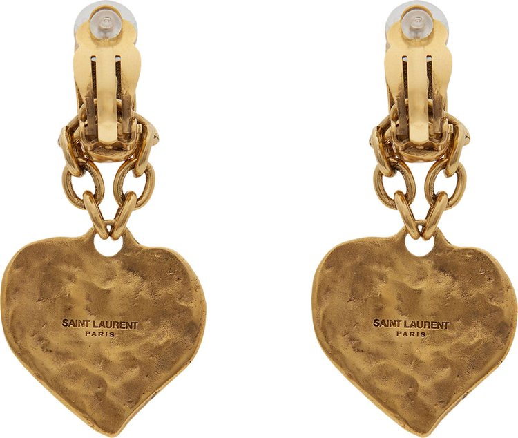 Saint Laurent Heart Clip On Earrings Gold