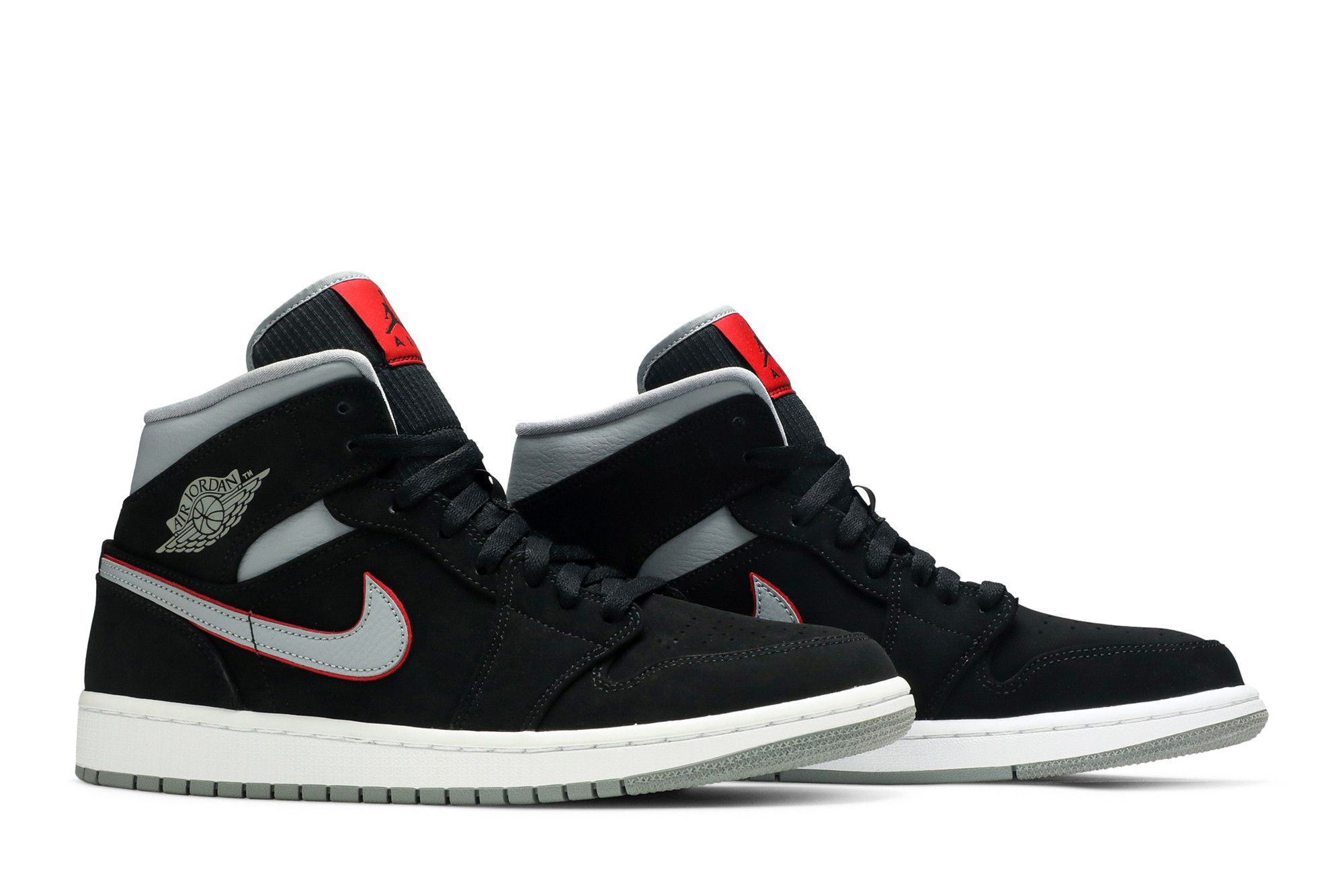 Jordan 1 mid black/white/gym red/particle grey top