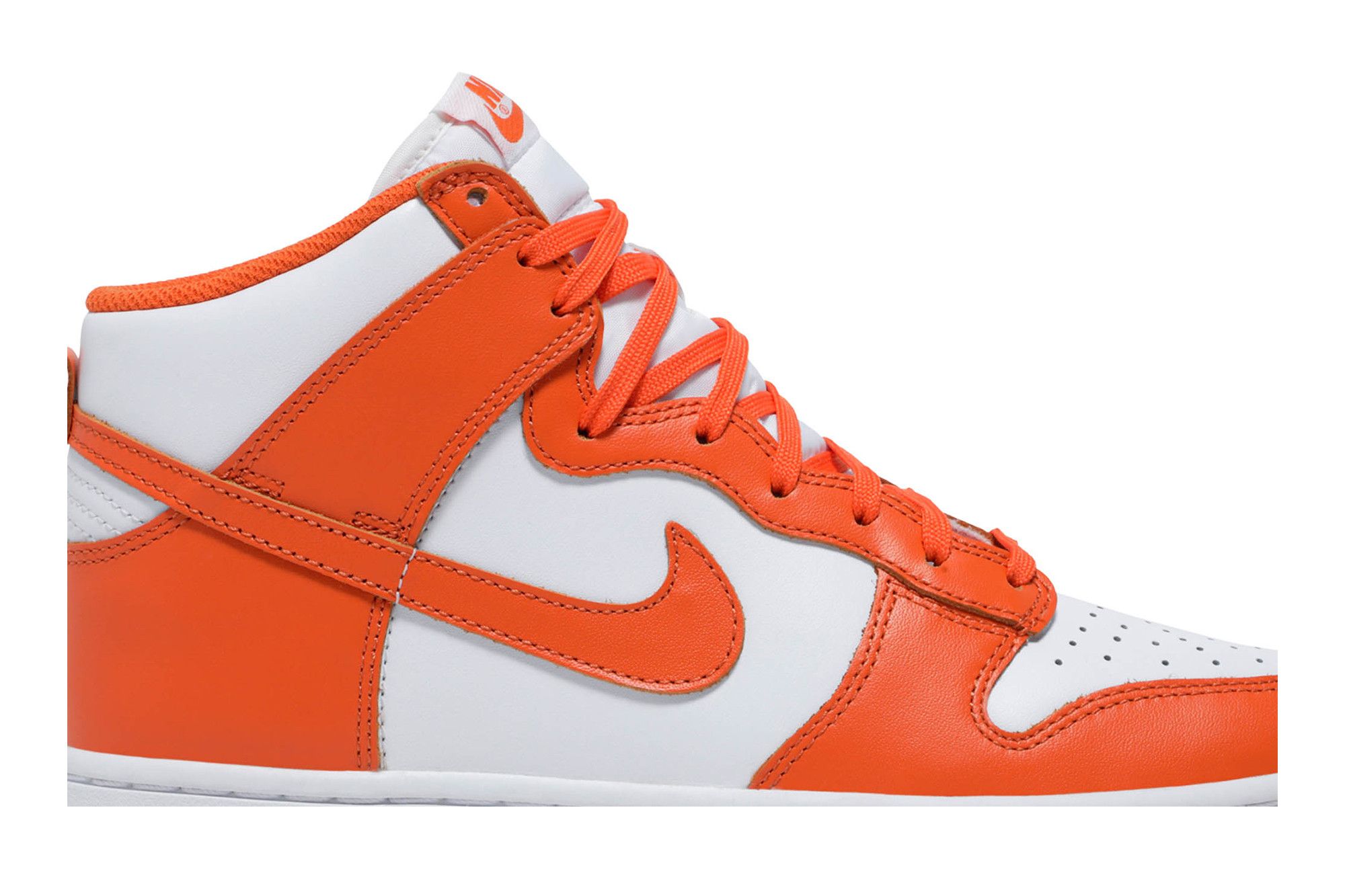 Orange and white nike dunks high discount
