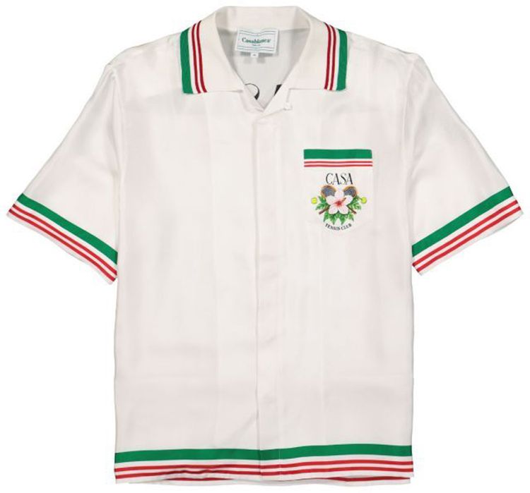 Casablanca Printed Silk Shirt With Knit Collar Casa Tennis Club