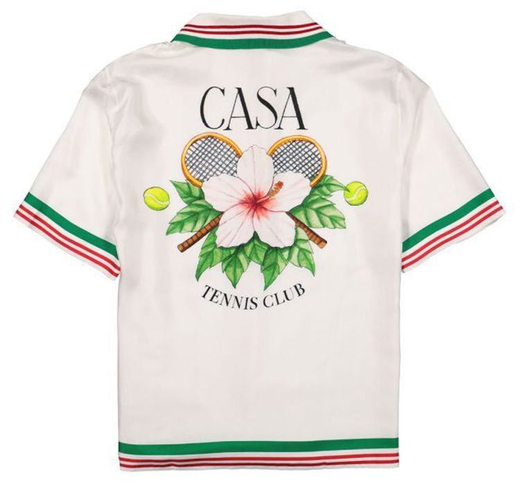 Casablanca Printed Silk Shirt With Knit Collar Casa Tennis Club