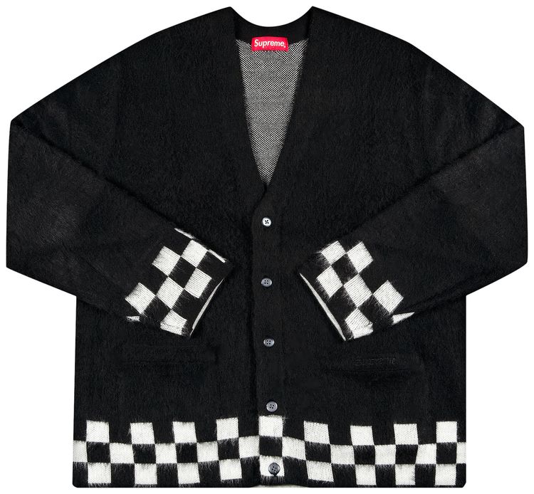 Supreme Brushed Checkerboard Cardigan Black
