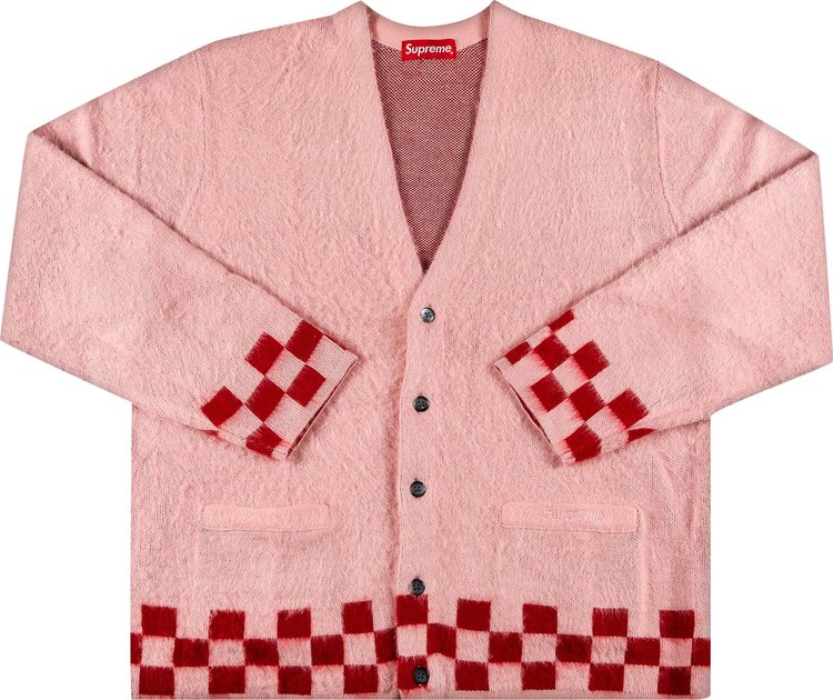 Supreme Brushed Checkerboard Cardigan 'Pink'