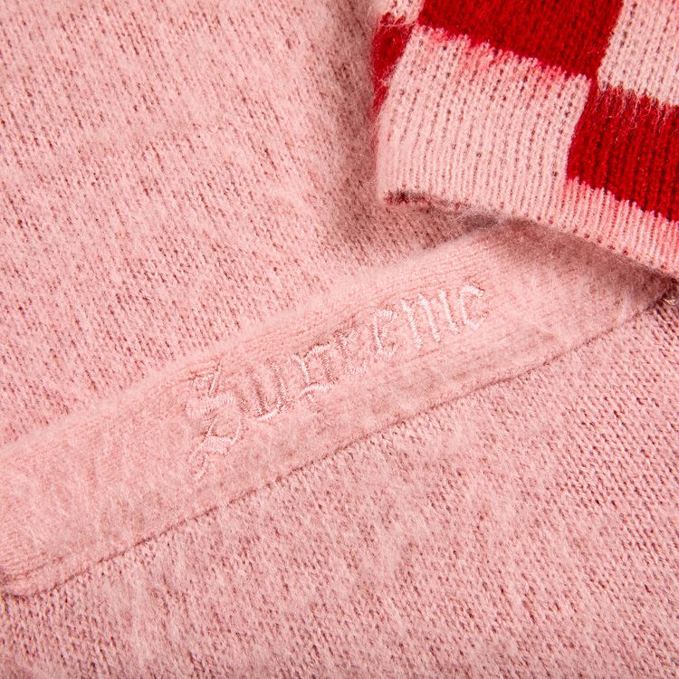 Supreme Brushed Checkerboard Cardigan Pink