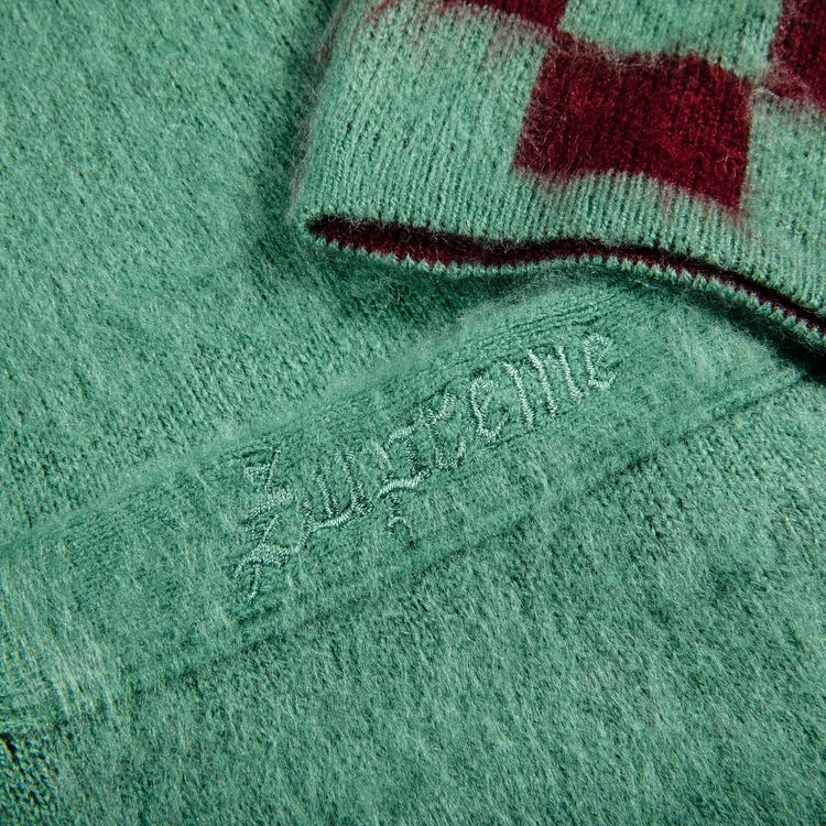 Supreme Brushed Checkerboard Cardigan Mint
