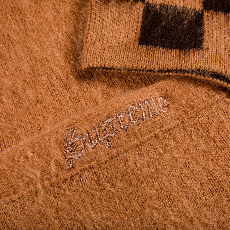 Supreme Brushed Checkerboard Cardigan Camel