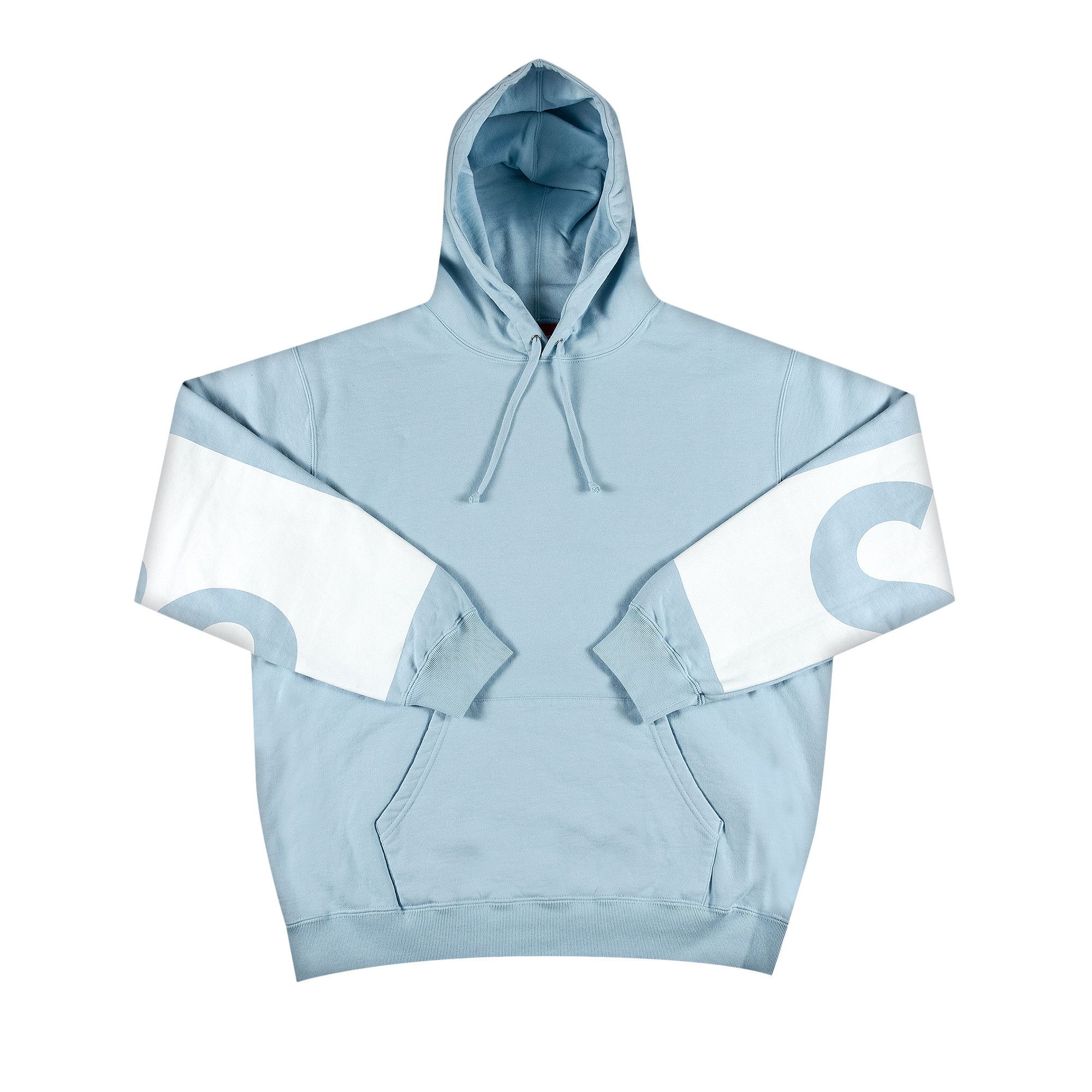 SUPREME Big Logo Hooded Sweatshirt (Light Blue) | eBay