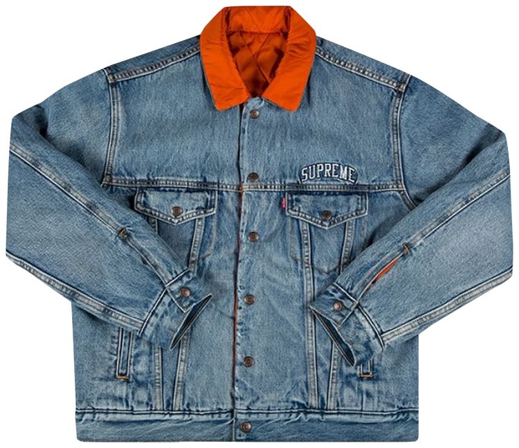 Supreme x Levis Quilted Reversible Trucker Washed Blue