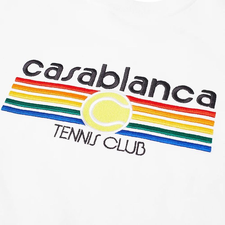 Casablanca Vintage Tennis Stripe Embroidered Sweatshirt White