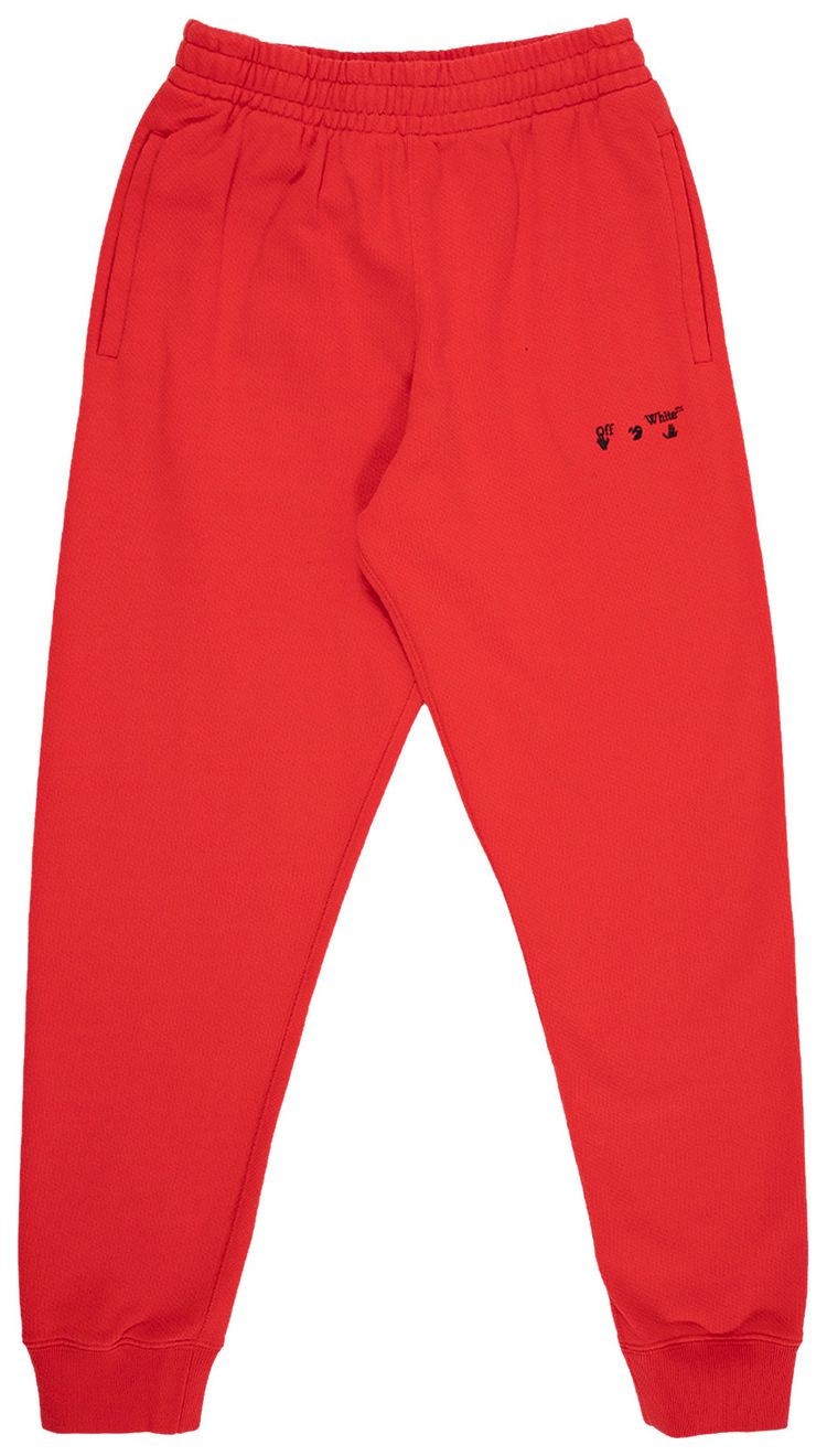 Off White Logo Cuffed Sweatpant Fiery Red