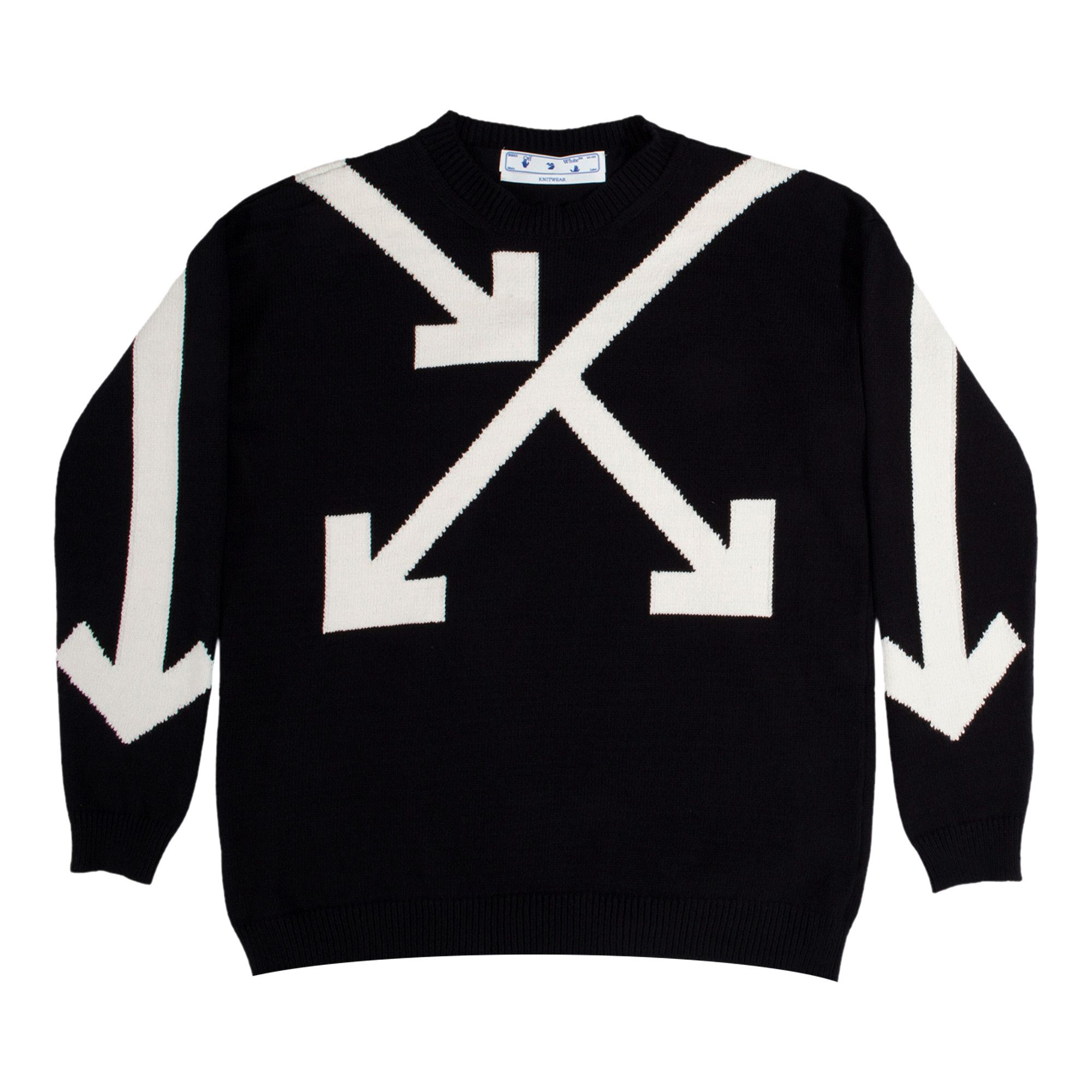 Buy Off White Twisted Arrows Knit Crewneck Black White OMHA036S21KNI0021001 GOAT