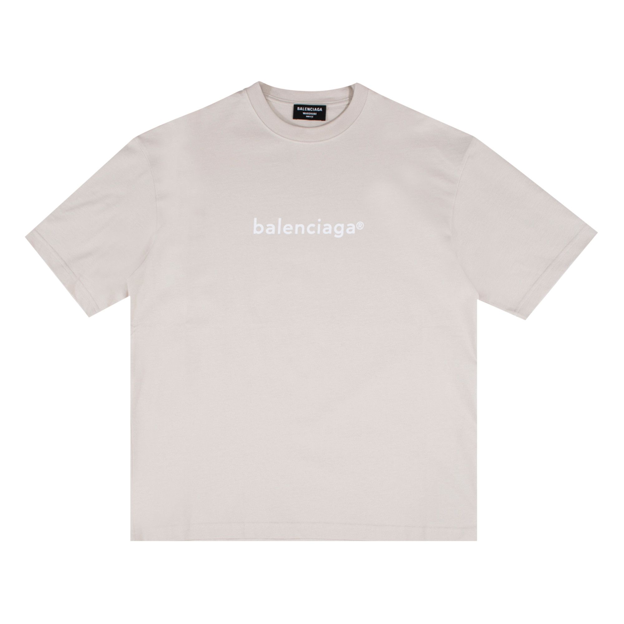 ■BALENCIAGA■ Medium Fit Short Sleeve T-Shirt Cement Grey 7 Balenciaga Solid Color Alphabet Printing Hole Round Neck