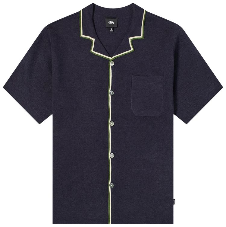 Stussy Stripe Edge Knit Shirt Navy