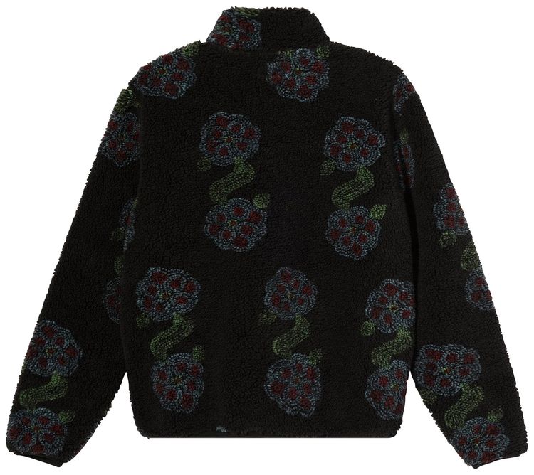 Stussy Flor Sherpa Mock Neck Jacket Black