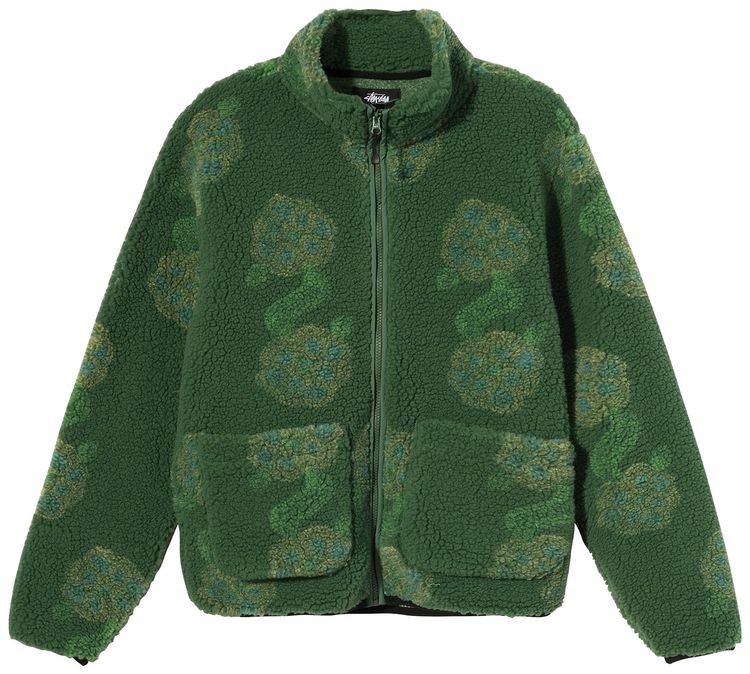 Stussy Flor Sherpa Mock Neck Green