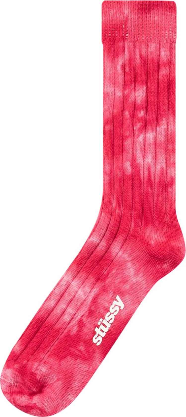 Stussy Dyed Ribbed Crew Socks Red