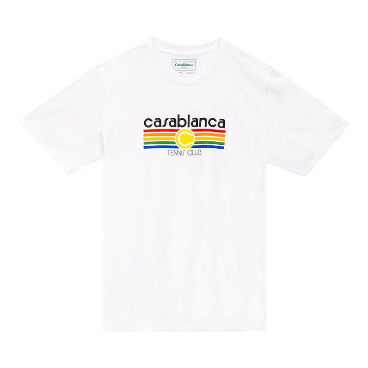 Casablanca Vintage Tennis Stripe T Shirt White
