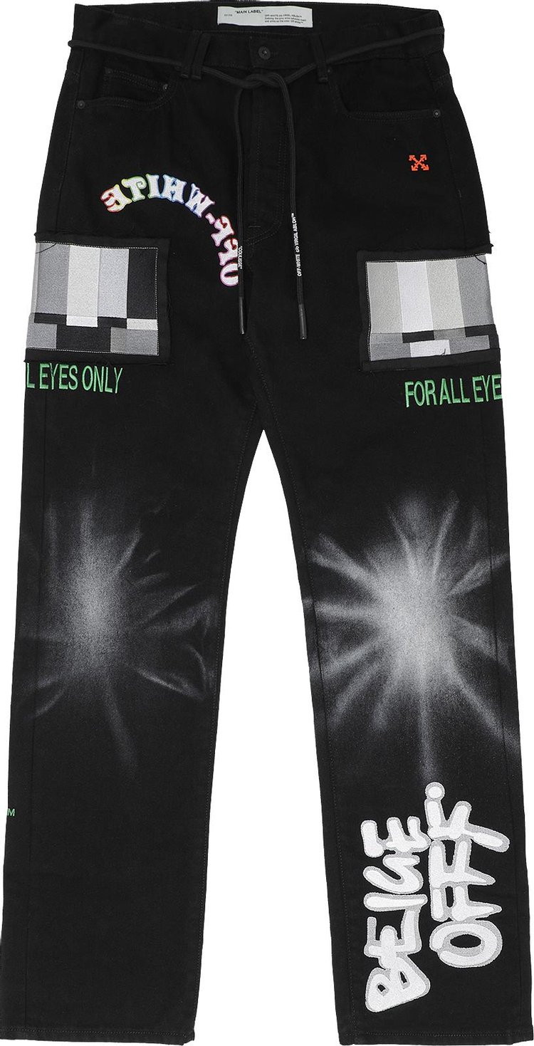 Off White Ev Bravado Relaxed Jeans Black  Multicolor