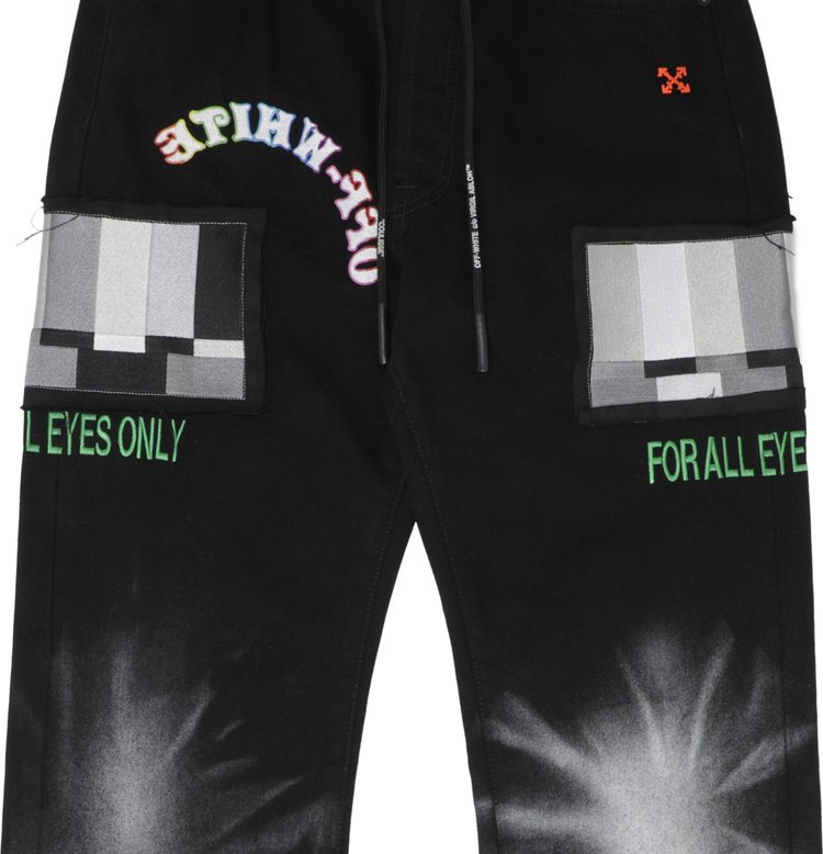 Off White Ev Bravado Relaxed Jeans Black  Multicolor