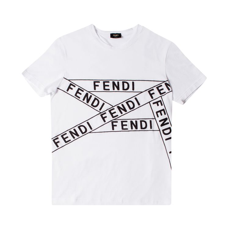 Fendi Slim Fit Logo Embroidered T Shirt White