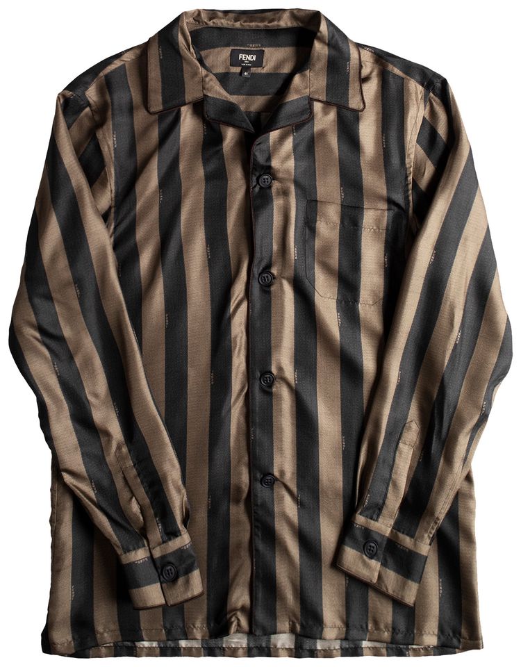 Fendi Striped Woven Shirt Tobacco