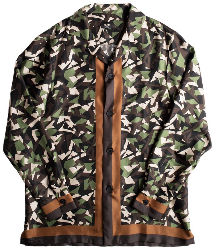 Fendi Multi Tonal Silk Shirt Forest Green