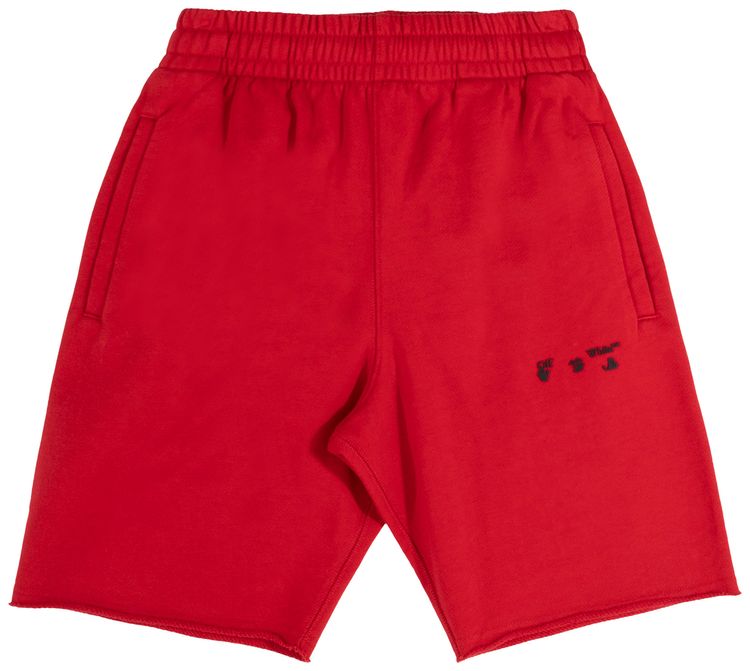 Off White Diag Logo Sweatshorts RedBlack