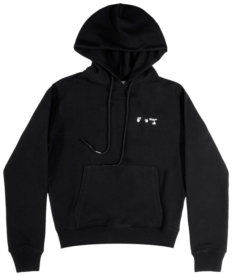 Off White Logo Slim Hoodie BlackWhite